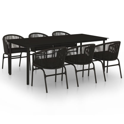 7-Delige Tuinset 6 200 cm tafellengte Zwart