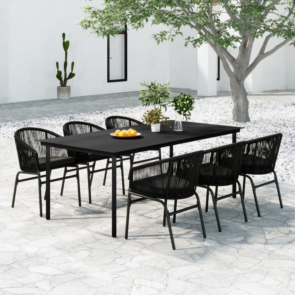 7-Delige Tuinset 6 200 cm tafellengte Zwart