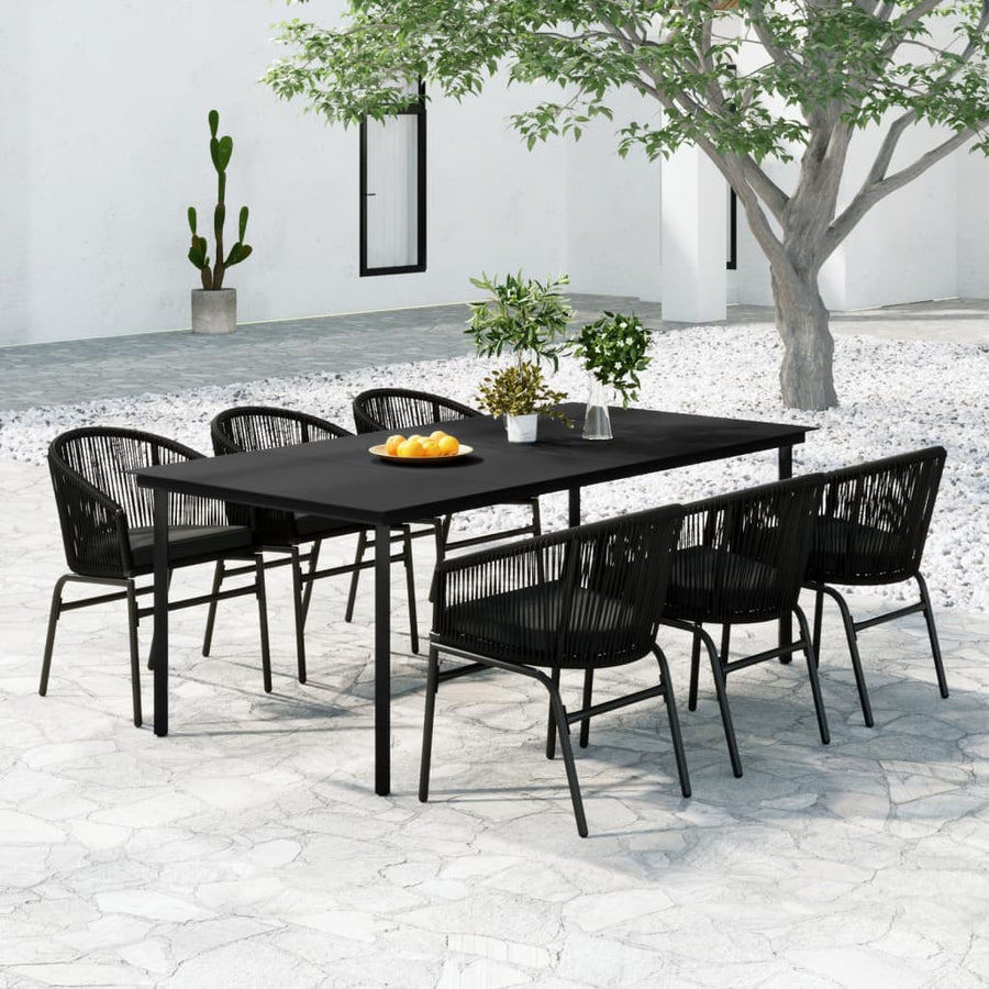 7-Delige Tuinset 6 200 cm tafellengte Zwart