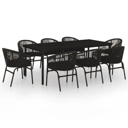 9-Delige Tuinset 8 200 cm tafellengte Zwart