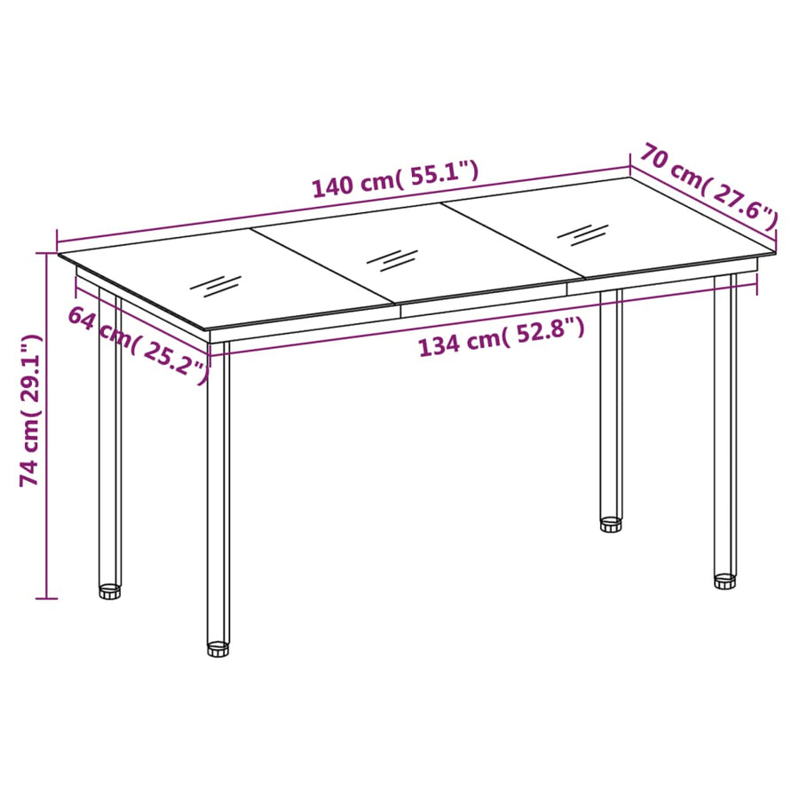 -Delige Tuinset 5 140 cm tafellengte Bruin