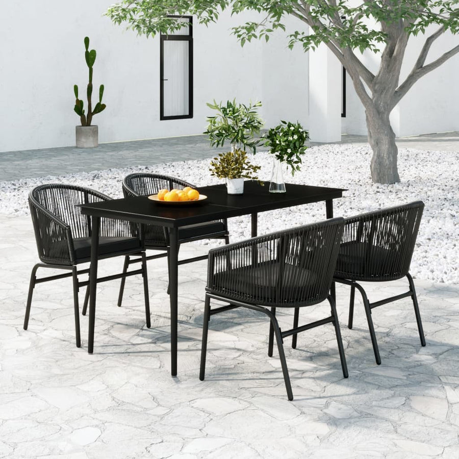 -Delige Tuinset 5 140 cm tafellengte Zwart