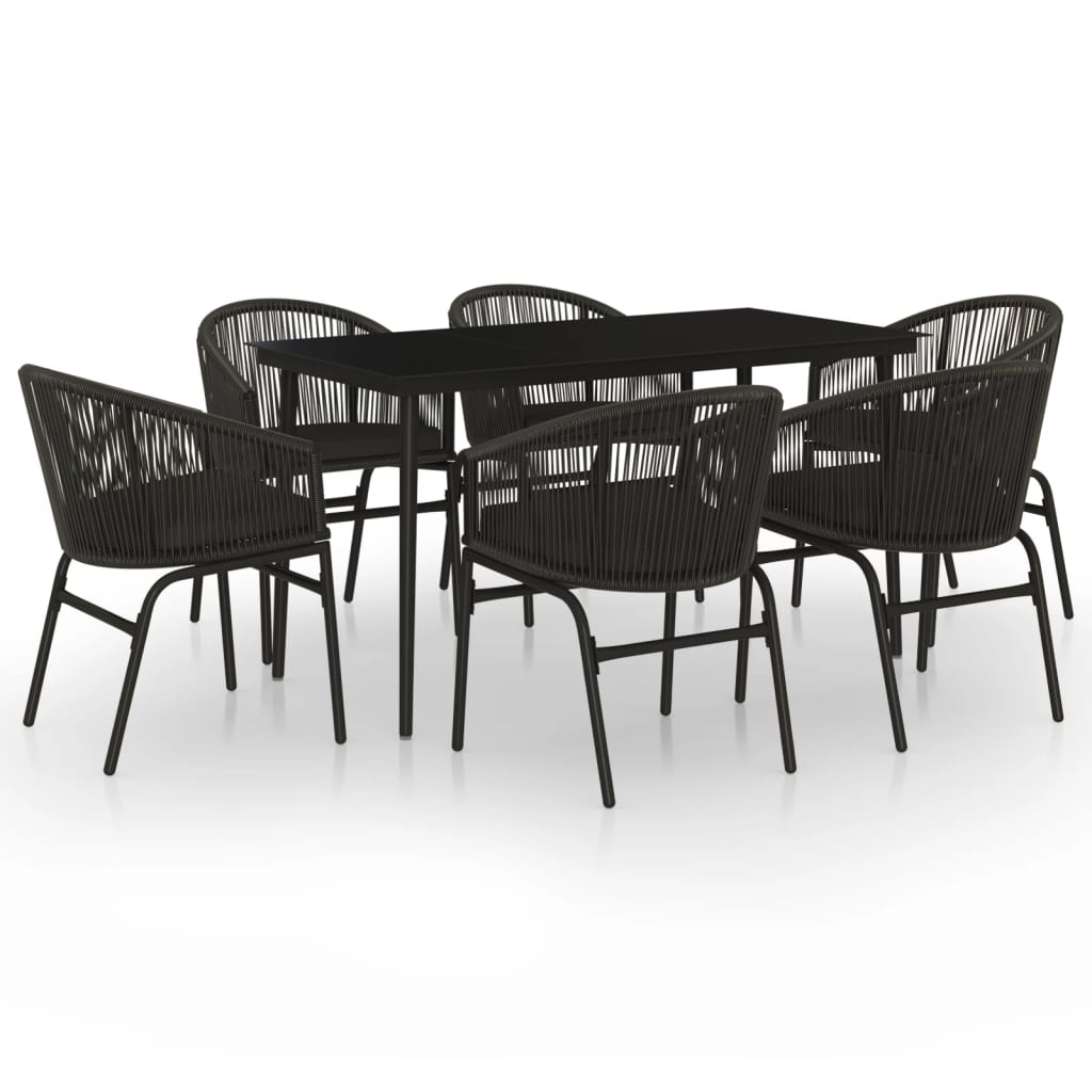 7-Delige Tuinset Zwart 140 cm tafellengte