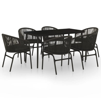 7-Delige Tuinset Zwart 140 cm tafellengte