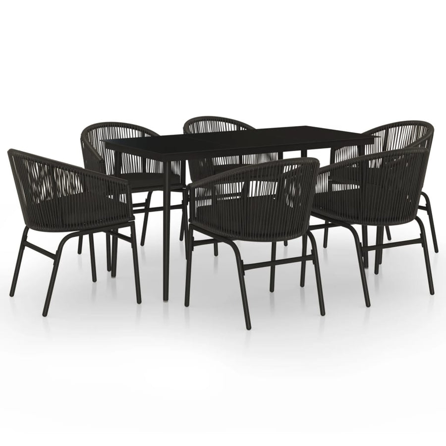 7-Delige Tuinset Zwart 140 cm tafellengte
