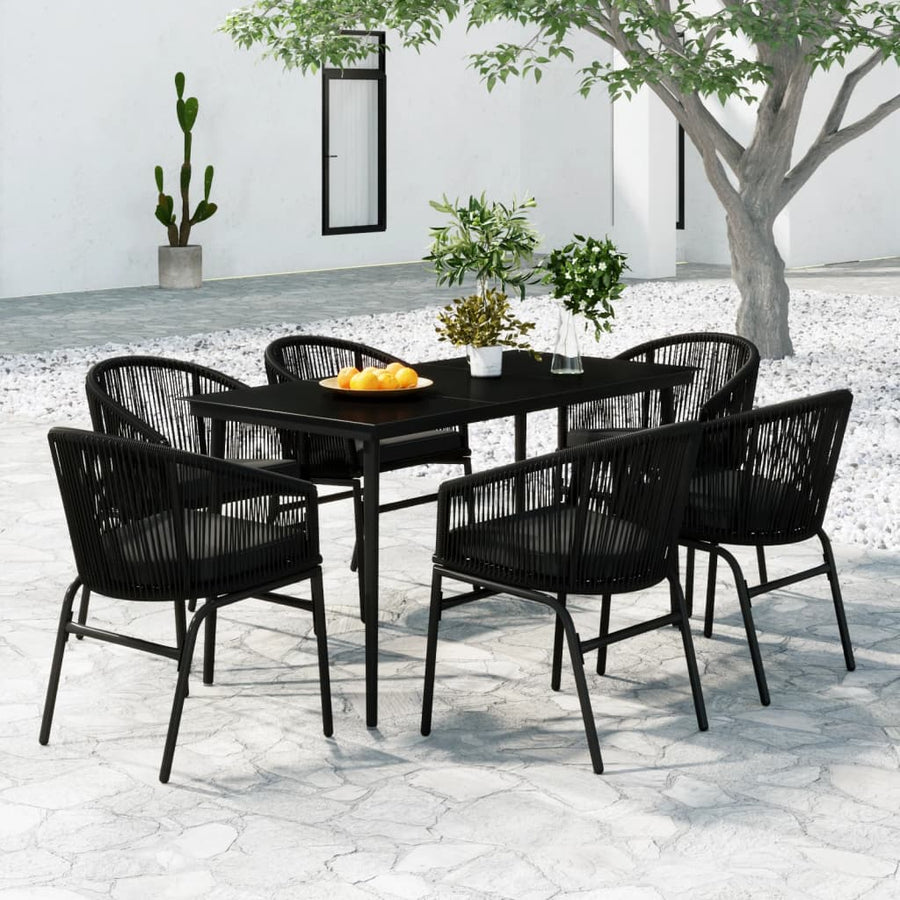 7-Delige Tuinset Zwart 140 cm tafellengte