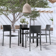 Tuinset 5-delig zwart kunststof rattan-look