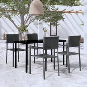 Tuinset 5-delig zwart glas staal kunststof