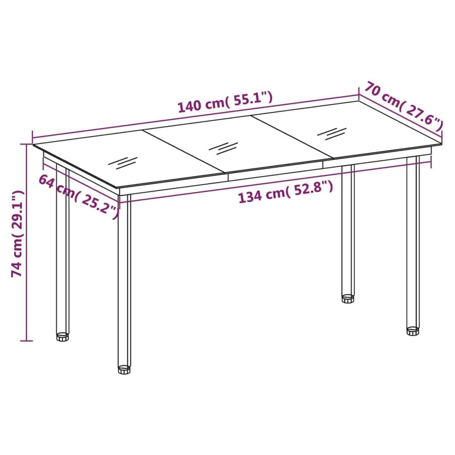 -Delige Tuinset 7 140 cm tafellengte Zwart