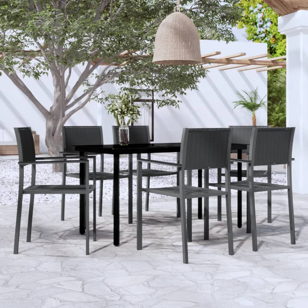 -Delige Tuinset 7 140 cm tafellengte Zwart