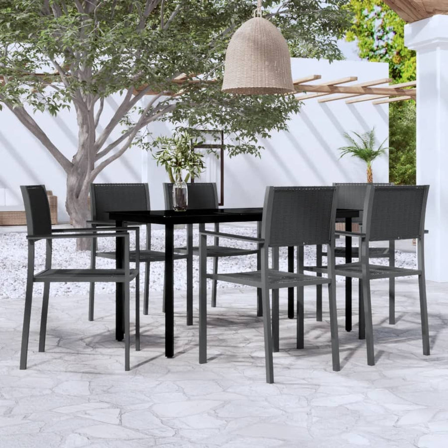 -Delige Tuinset 7 140 cm tafellengte Zwart