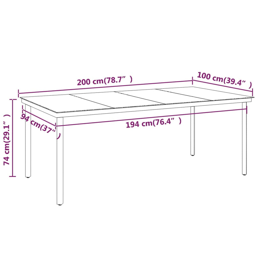 7-Delige Tuinset 6 200 cm tafellengte