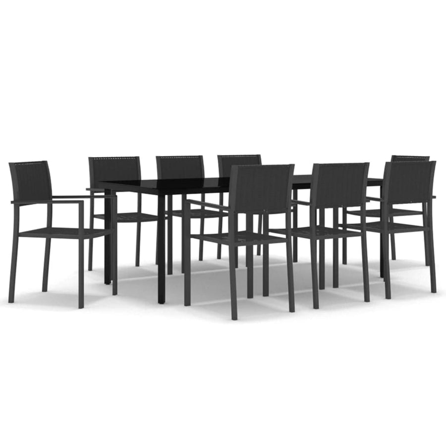 9-Delige Tuinset 8 200 cm tafellengte Zwart