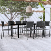 Tuinset 9-delig 200x100x74 cm zwart