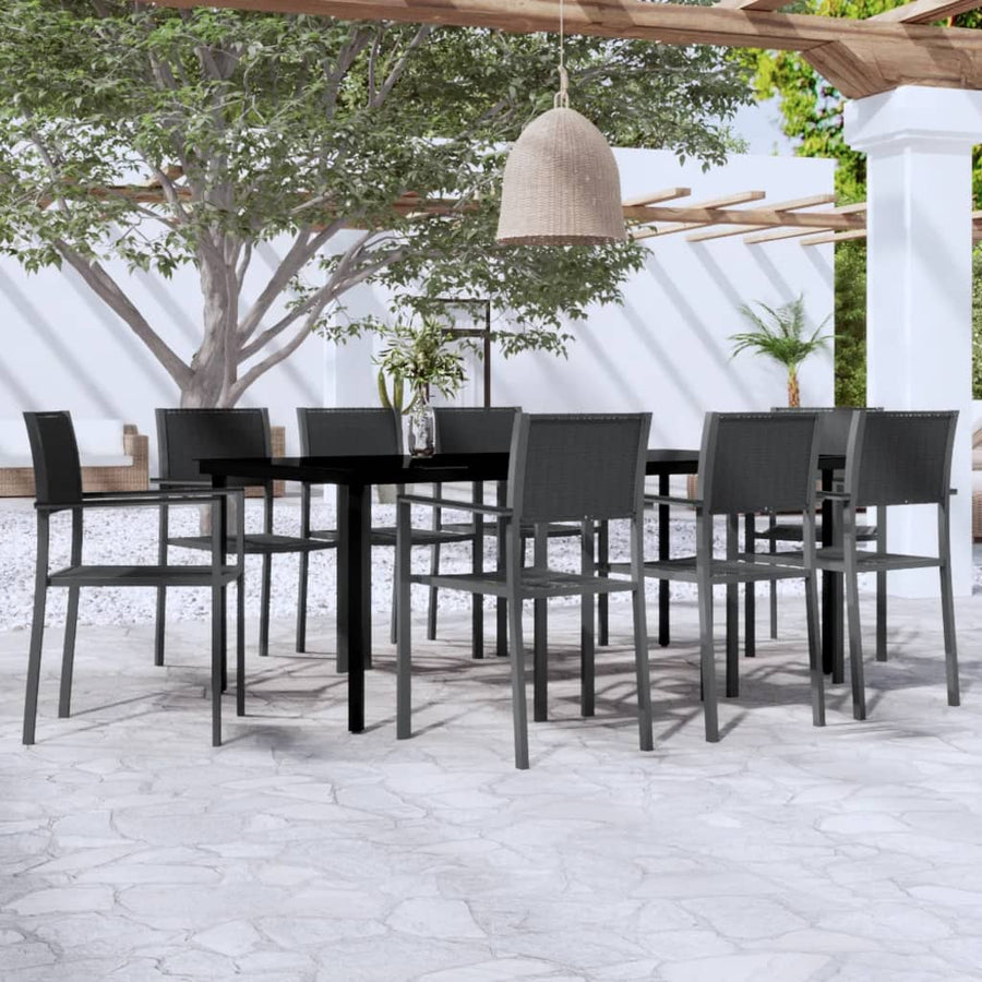 9-Delige Tuinset 8 200 cm tafellengte Zwart