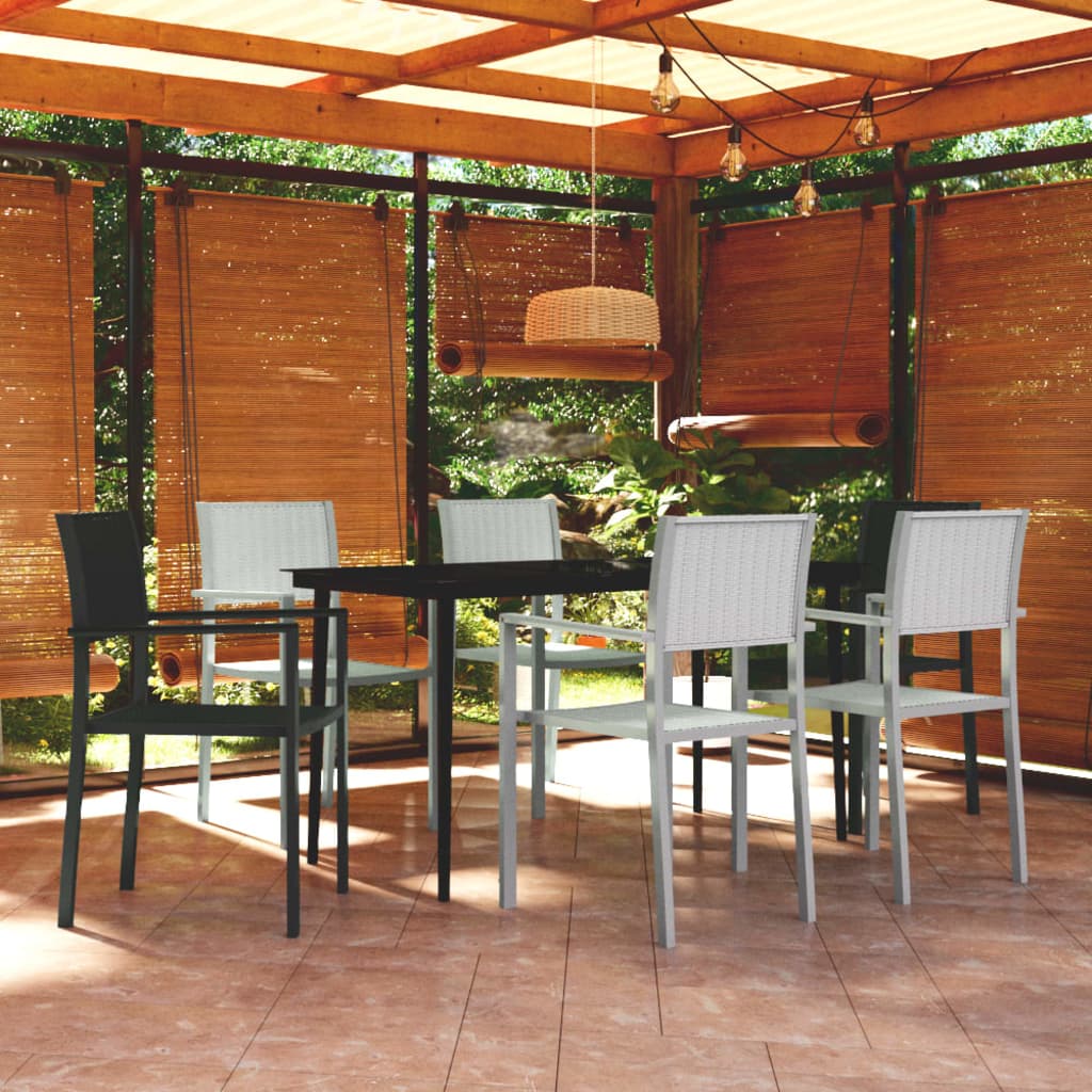 -Delige Tuinset En Wit 7 140 cm tafellengte Zwart