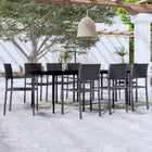 Tuinset 9-delig zwart glas staal kunststof