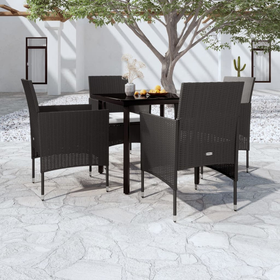 -Delige Tuinset Met Kussens 5 80 cm tafellengte Zwart