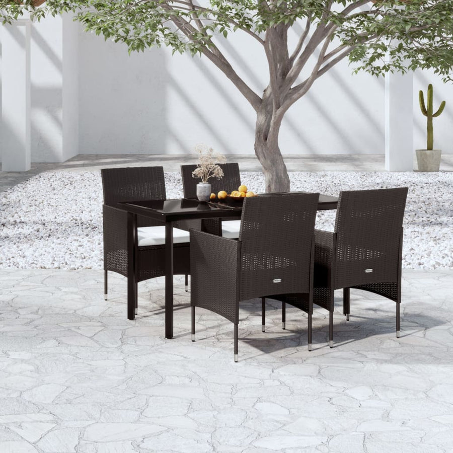 -Delige Tuinset Met Kussens 5 140 cm tafellengte Zwart