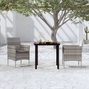 Tuinset 3-delig PE-rattan grijs zwart