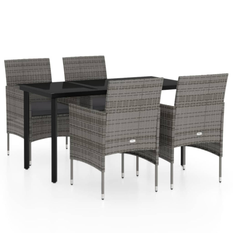 -Delige Tuinset Met Kussens 5 140 cm tafellengte Grijs en zwart