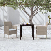 Tuinset 3-delig met kussens beige zwart