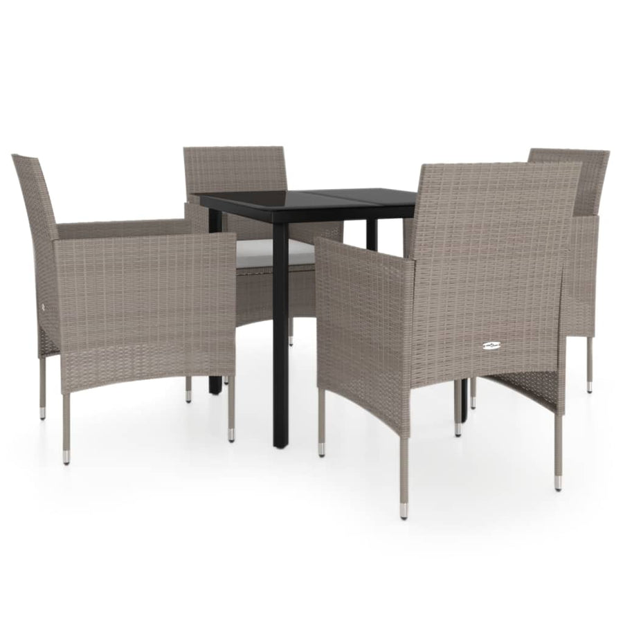 -Delige Tuinset Met Kussens 5 80 cm tafellengte Beige en zwart