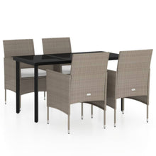 -Delige Tuinset Met Kussens 5 140 cm tafellengte Beige en zwart