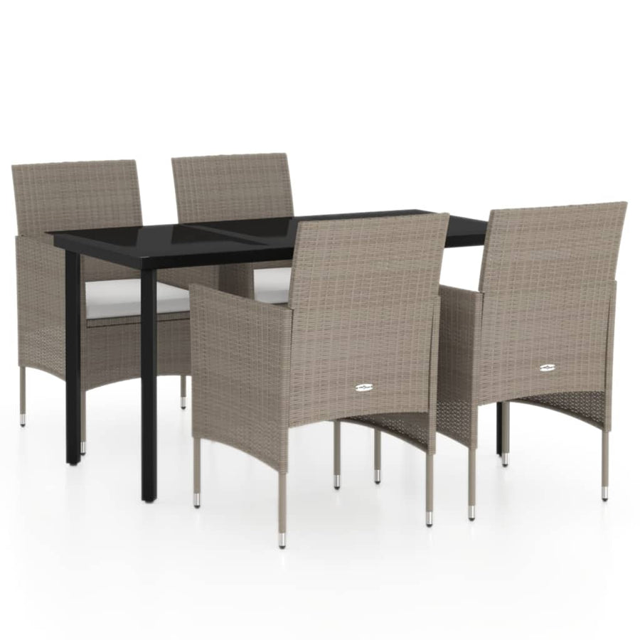 -Delige Tuinset Met Kussens 5 140 cm tafellengte Beige en zwart
