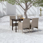 Tuinset 5-delig PE-rattan staal beige zwart