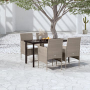 Tuinset 5-delig PE-rattan staal beige zwart