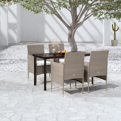 -Delige Tuinset Met Kussens 5 140 cm tafellengte Beige en zwart
