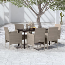 -Delige Tuinset Met Kussens 7 140 cm tafellengte Beige en zwart
