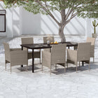Tuinset 7-delig 200 cm beige zwart met kussens
