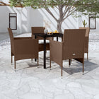 Tuinset 5-delig PE-rattan bruin zwart