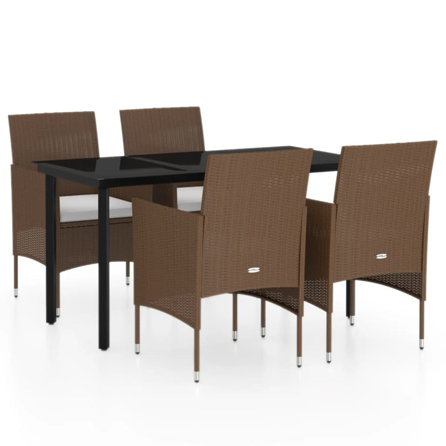 -Delige Tuinset Met Kussens 5 140 cm tafellengte Bruin en zwart