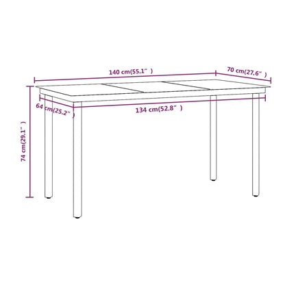 -Delige Tuinset Met Kussens 5 140 cm tafellengte Bruin en zwart
