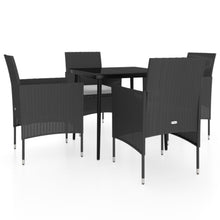 -Delige Tuinset Met Kussens 5 80 cm tafellengte Zwart