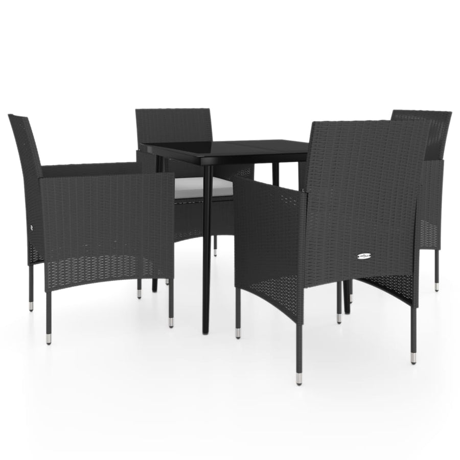 -Delige Tuinset Met Kussens 5 80 cm tafellengte Zwart