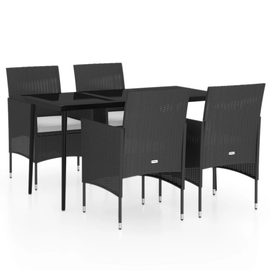 -Delige Tuinset Met Kussens 5 140 cm tafellengte Zwart