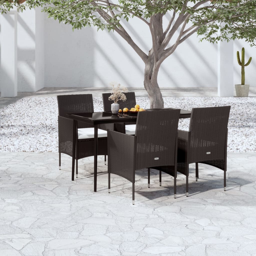 -Delige Tuinset Met Kussens 5 140 cm tafellengte Zwart