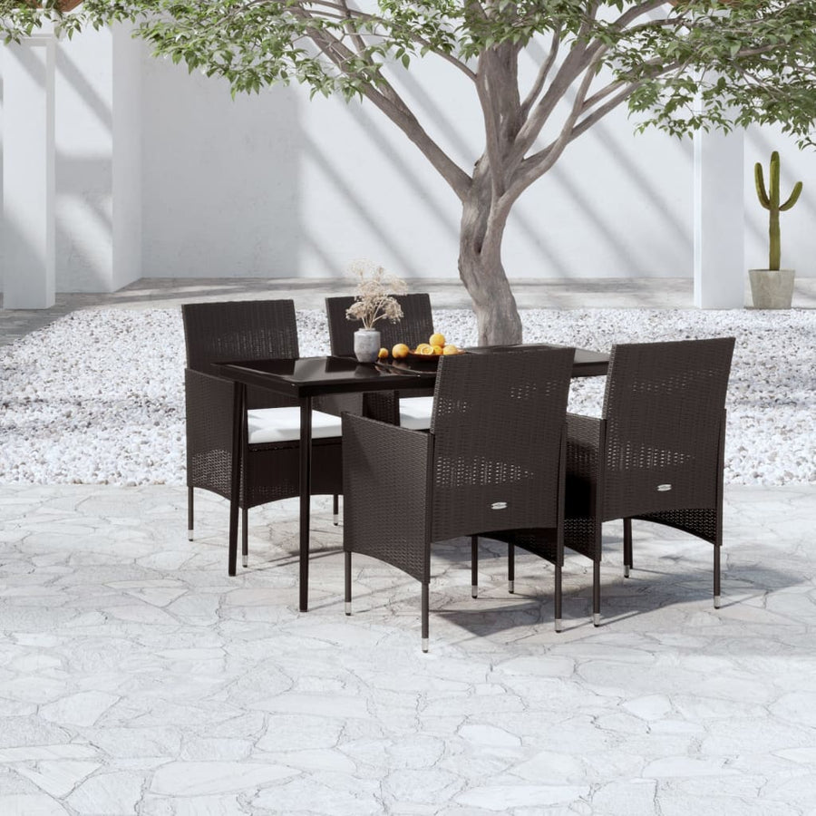 -Delige Tuinset Met Kussens 5 140 cm tafellengte Zwart