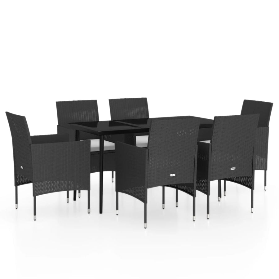 -Delige Tuinset Met Kussens 7 140 cm tafellengte Zwart