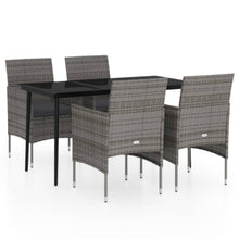 -Delige Tuinset Met Kussens 5 140 cm tafellengte Grijs en zwart