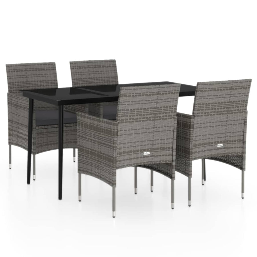 -Delige Tuinset Met Kussens 5 140 cm tafellengte Grijs en zwart