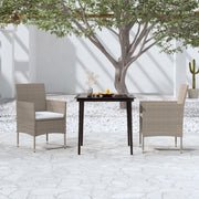 Tuinset 3-delig met kussens beige zwart