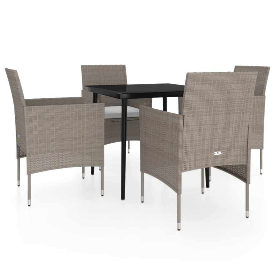 -Delige Tuinset Met Kussens 5 80 cm tafellengte Beige en zwart