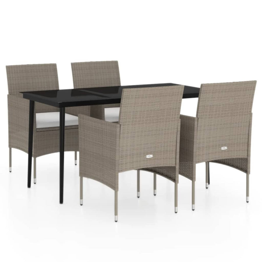 -Delige Tuinset Met Kussens 5 140 cm tafellengte Beige en zwart