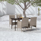 Tuinset 5-delig PE-rattan staal glas beige zwart