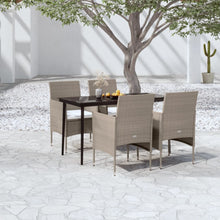 -Delige Tuinset Met Kussens 5 140 cm tafellengte Beige en zwart